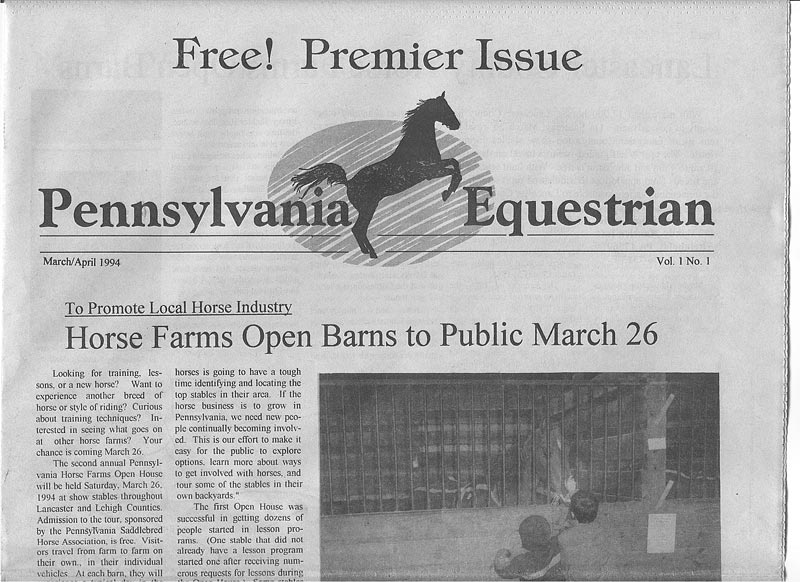 First printed Pennsylvania Equestrian issue cover